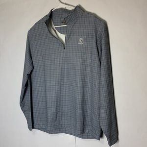 Peter Millar Mens Grey / White Plaid  Pullover Jacket 1/4 Zip XL